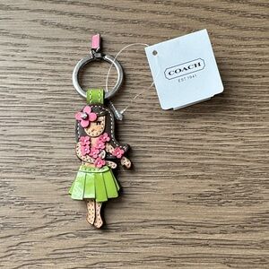 Coach Green and Pink Key Holder
